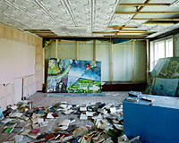 abandoned library with books