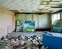 abandoned library with books